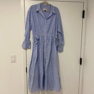Universal Thread Cinch Waist Maxi Shirtdress - XL - Blue and White Stripe
